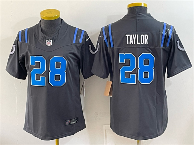 Women's Indianapolis Colts #28 Jonathan Taylor Dark Gray 2026 F.U.S.E. Rivalries Collection Limited Stitched Football Jersey(Run Small)
